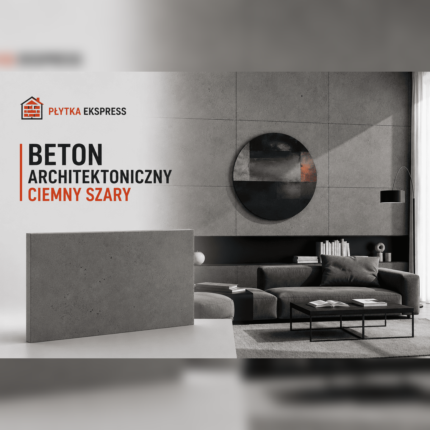 PŁYTA Z BETONU ARCHITEKTONICZNEGO - CIEMNY SZARY